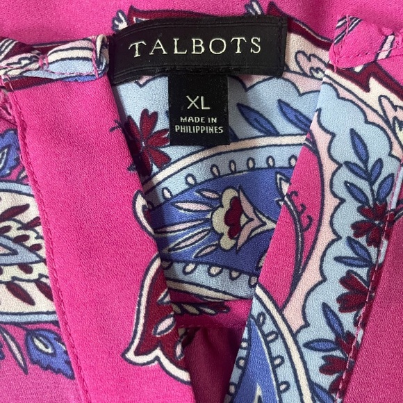Talbots Pink Paisley Sleeveless Top-XL - Picture 3 of 5